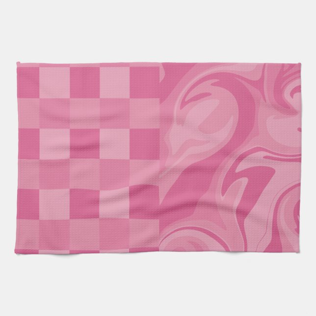 Kontroller och kontroller - Rosa Kökshandduk (Horisontell)