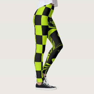 Kontroller och trål - grönt och svart kalk leggings