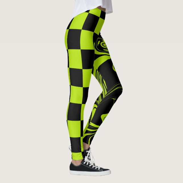Kontroller och trål - grönt och svart kalk leggings (Höger)