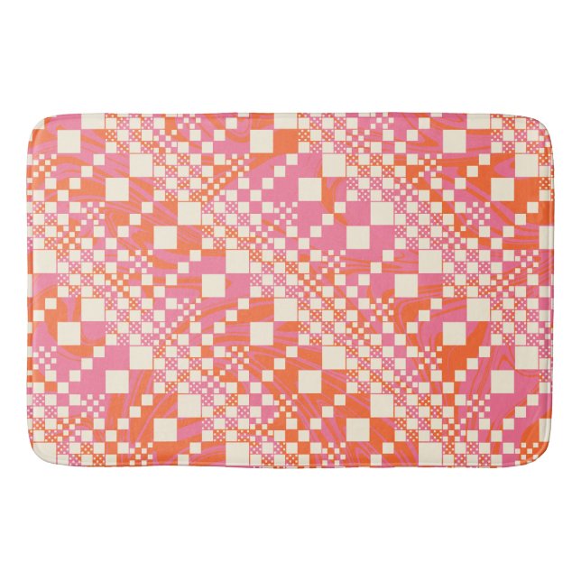 Kontroller - Rosa, Orange och grädde Badrumsmatta (Framsidan)