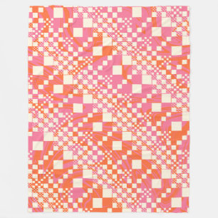 Kontroller - Rosa, Orange och grädde Fleecefilt