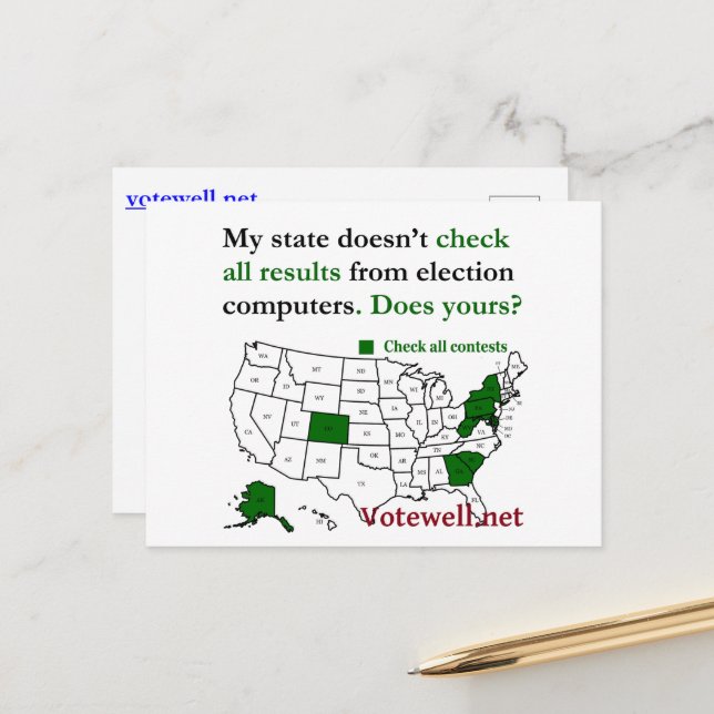 Kontrollera alla valresultat med USA karta - vykor Helg Vykort (Fram/Back In Situ)