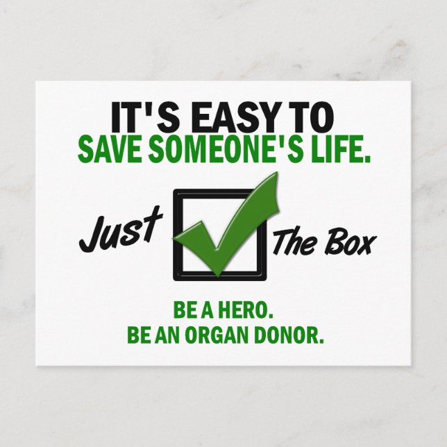 Kontrollera att förpackningen är en organdonator 5 vykort (Framsida)