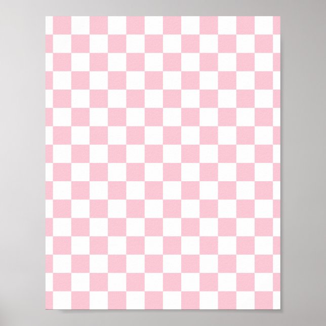 Kontrollera Baby Rosa och vit schaktbräda Mönster Poster (Framsidan)