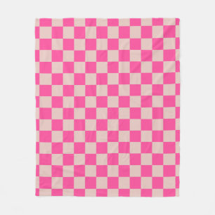 Kontrollera Coral Rosa Checkboard i Mönster Fleecefilt