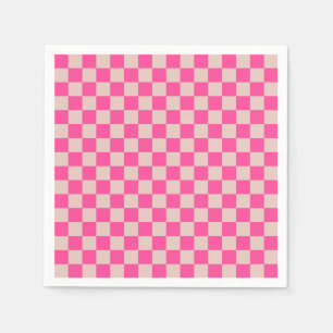 Kontrollera Coral Rosa Checkboard i Mönster Pappersservett