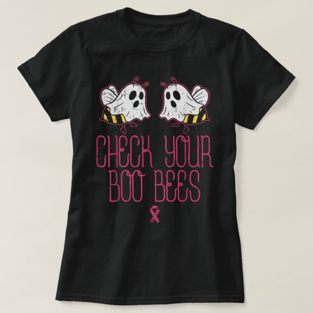 Kontrollera din Boo Bees Funny Breast Cancer Aware T Shirt (Design framsida)