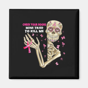 Kontrollera din bröstRoligt Skeleton Hand Breast C Magnet
