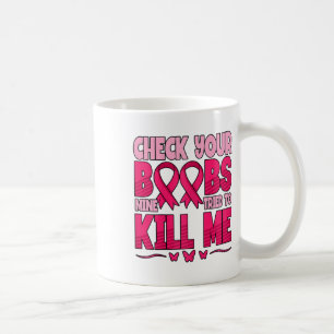 Kontrollera din medvetenhet om bröstcancer kaffemugg