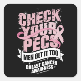 Kontrollera din Pecs Manar Breast Cancer Awareness Fyrkantigt Klistermärke