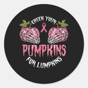Kontrollera din pumpkins Breast Cancer Awareness H Runt Klistermärke