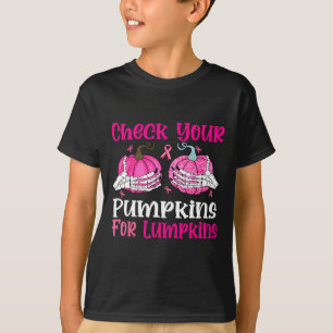 Kontrollera din pumpkins Breast Cancer Awareness H T Shirt