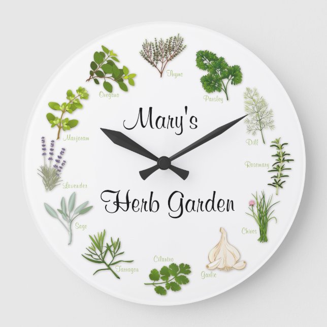Kontrollera din Thyme Herb Garden Clock Stor Klocka (Framsida)