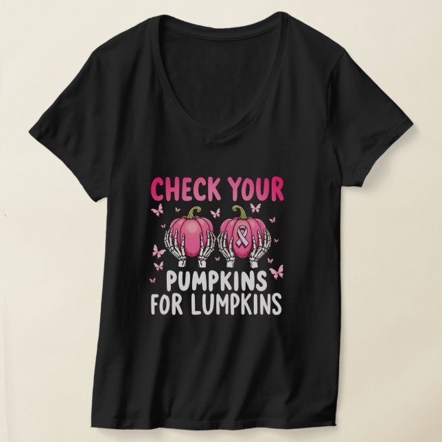 Kontrollera dina pumpor efter Lumpkins Breast Canc T Shirt (Laydown)