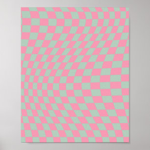 Kontrollera Grönt och Rosa för Mint i Mönster Poster