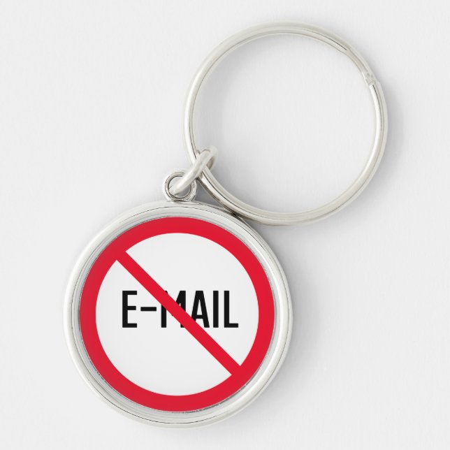 Kontrollera inte e-postsignatur | Premium Keychain Rund Silverfärgad Nyckelring (Framsidan)