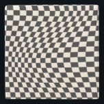 Kontrollera kontrolltavlan Black and Cream White M Stenunderlägg<br><div class="desc">Retro Checkered mönster - black and white twisted check/vågigt and warped checkerboard.</div>
