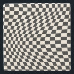 Kontrollera kontrolltavlan Black and Cream White M Stenunderlägg<br><div class="desc">Retro Checkered mönster - black and white twisted check/vågigt and warped checkerboard.</div>