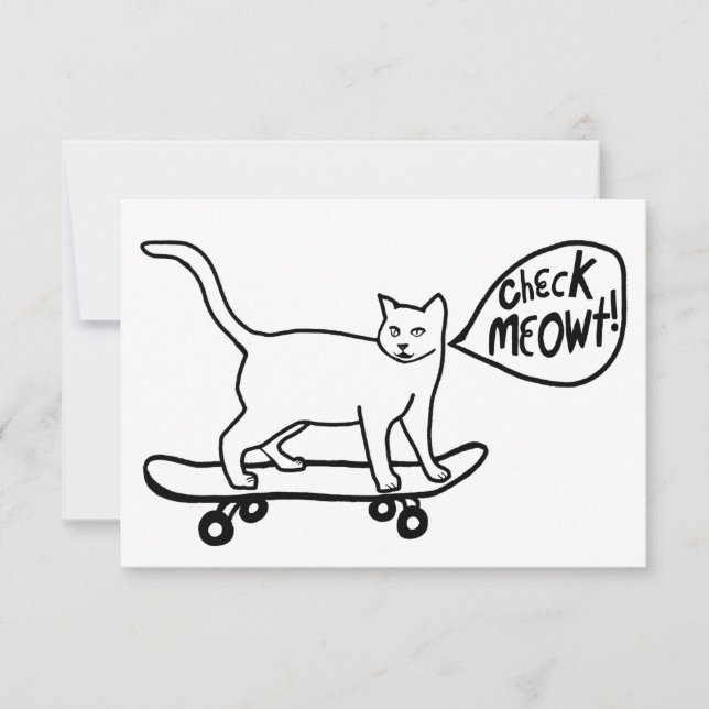 Kontrollera meowt Punny Skateboarding Cat Black Ca (Framsida)