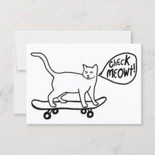 Kontrollera meowt Punny Skateboarding Cat Black Ca
