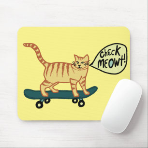 KONTROLLERA MEOWT Skateboarding Tabby katt Gult Musmatta