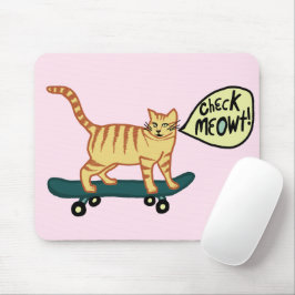 KONTROLLERA MEOWT Skateboarding Tabby katt Rosa Musmatta