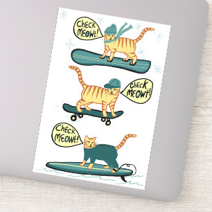KONTROLLERA MEOWT! Snowboard för tabby Klistermärken