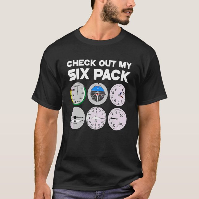 Kontrollera Min Sexpack Pilot Flygplan Flygning In T Shirt (Framsida)