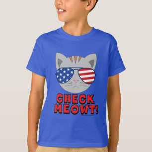 KONTROLLERA MJAU! Katt med amerikanska solglasögon T Shirt