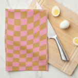 Kontrollera Mönster Checkboard för Rosa Mustard Ch Kökshandduk<br><div class="desc">Checkered Mönster - rosa and mustard twisted / vågigt / warped checkerboard.</div>