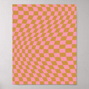 Kontrollera Mönster Checkboard för Rosa Mustard Ch Poster