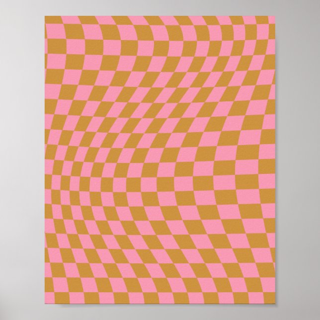 Kontrollera Mönster Checkboard för Rosa Mustard Ch Poster (Framsidan)
