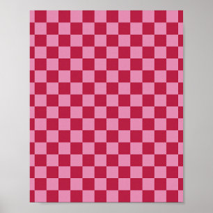 Kontrollera Mönster Magenta och Rosa Poster