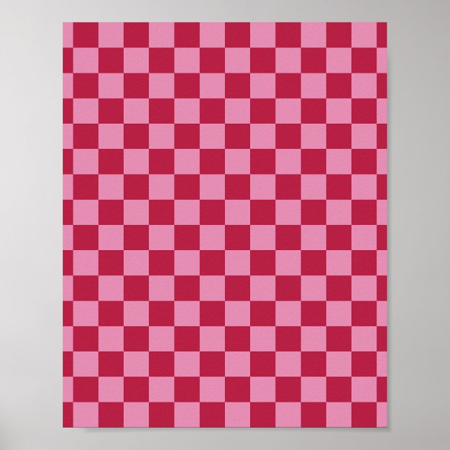 Kontrollera Mönster Magenta och Rosa Poster (Framsidan)