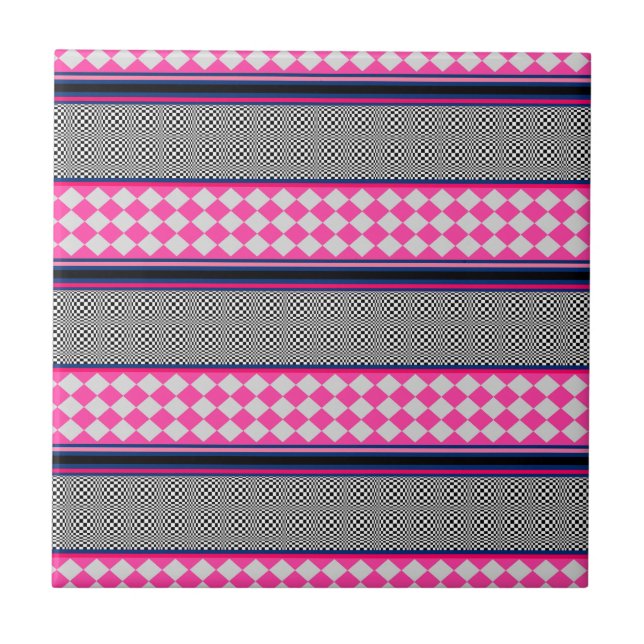 Kontrollera Rand Harlequin Mixed Mönster Design Kakelplatta (Framsidan)