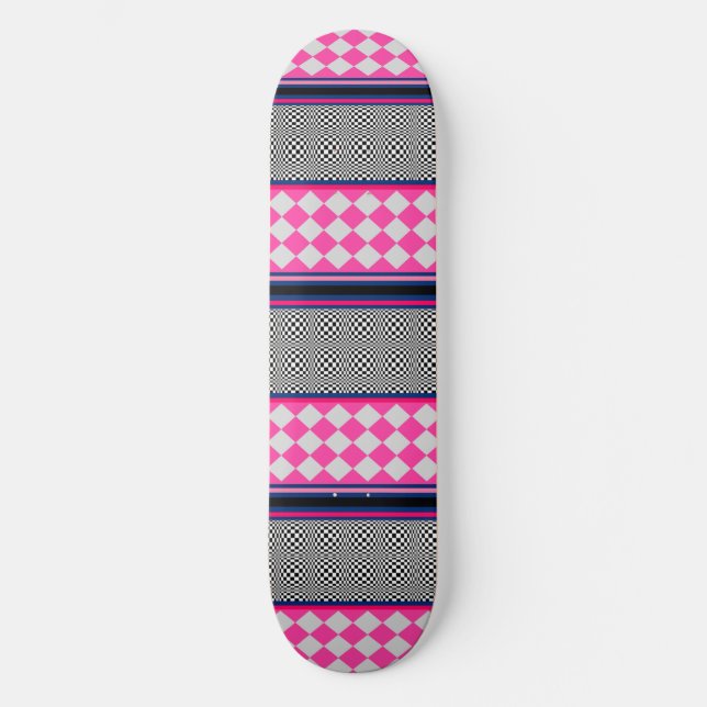 Kontrollera Rand Harlequin Mixed Mönster Design Mini Skateboard Bräda 18,5 Cm (Framsida)