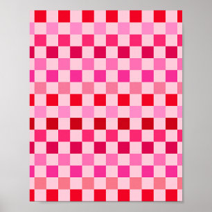 Kontrollera Rosa- och rödkontrolltavla Poster