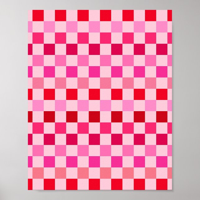 Kontrollera Rosa- och rödkontrolltavla Poster (Framsidan)