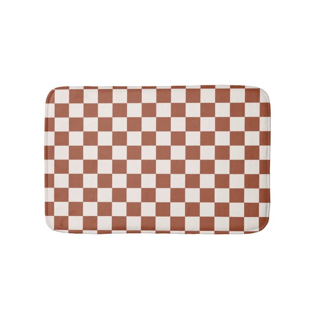 Kontrollera Rust Checkboard för Terracotta Checker Badrumsmatta (Framsidan)