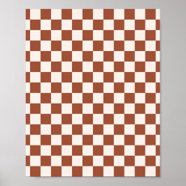 Kontrollera Rust Checkboard för Terracotta Checker Poster