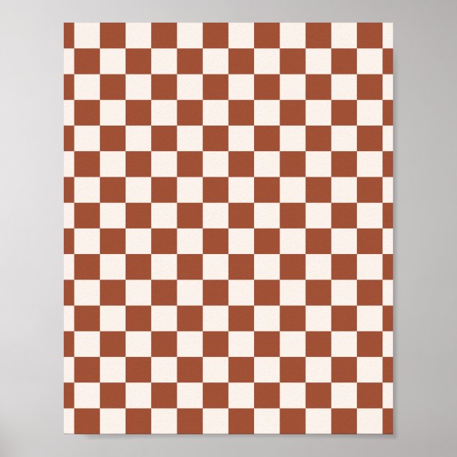 Kontrollera Rust Checkboard för Terracotta Checker Poster (Framsidan)