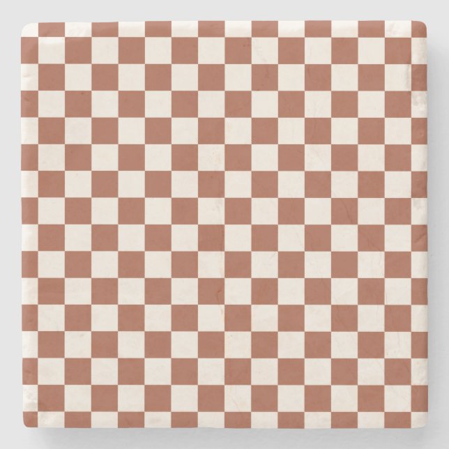 Kontrollera Rust Checkboard för Terracotta Checker Stenunderlägg (Framsidan)