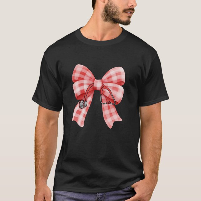 Kontrollera sjuksköterskans coquette Bow Stethosco T Shirt (Framsida)
