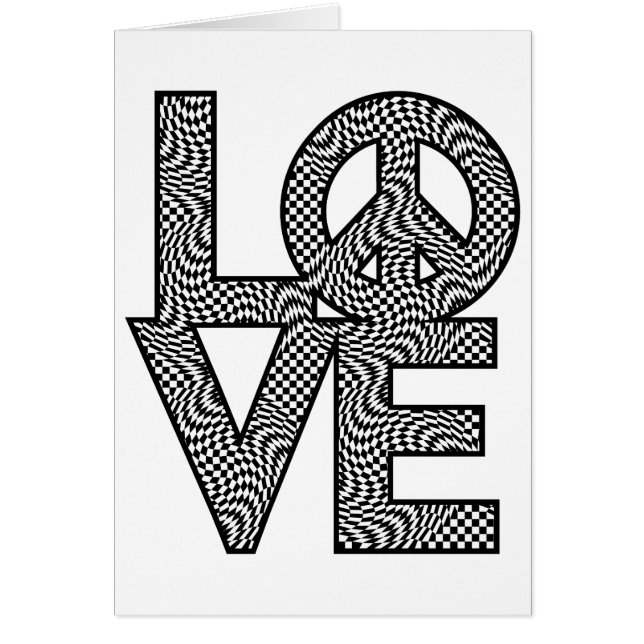 Kontrollera snedvrider LOVE=Peace Hälsningskort (Framsidan)