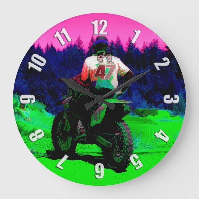 Kontrollera spårningen - Motocross Racer Stor Klocka (Framsida)