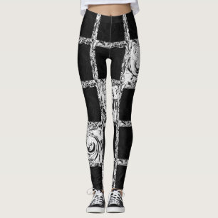 Kontrollera svartvit mönster leggings