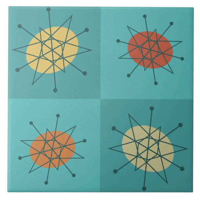 Kontrollerad atomålderturkos kakelplatta (Framsidan)