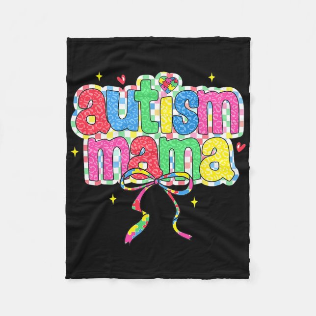 Kontrollerad Autism Mamma Coquette Bow Autism Awar Fleecefilt (Framsidan)