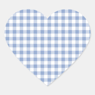 Kontrollerad Blue Gingham Classic Mönster Hjärtformat Klistermärke