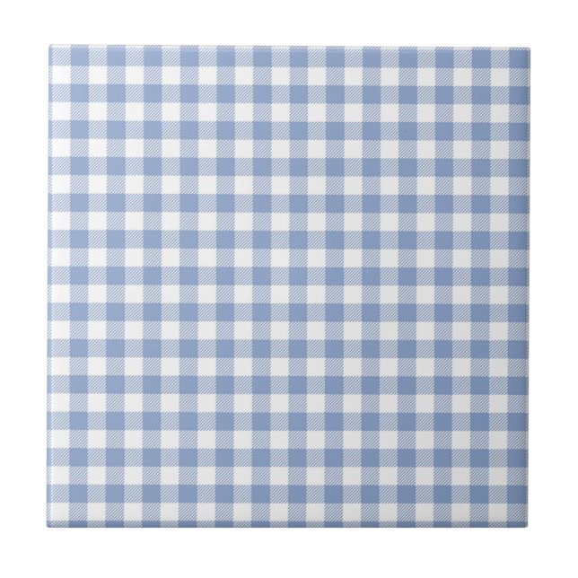 Kontrollerad Blue Gingham Classic Mönster Kakelplatta (Framsidan)